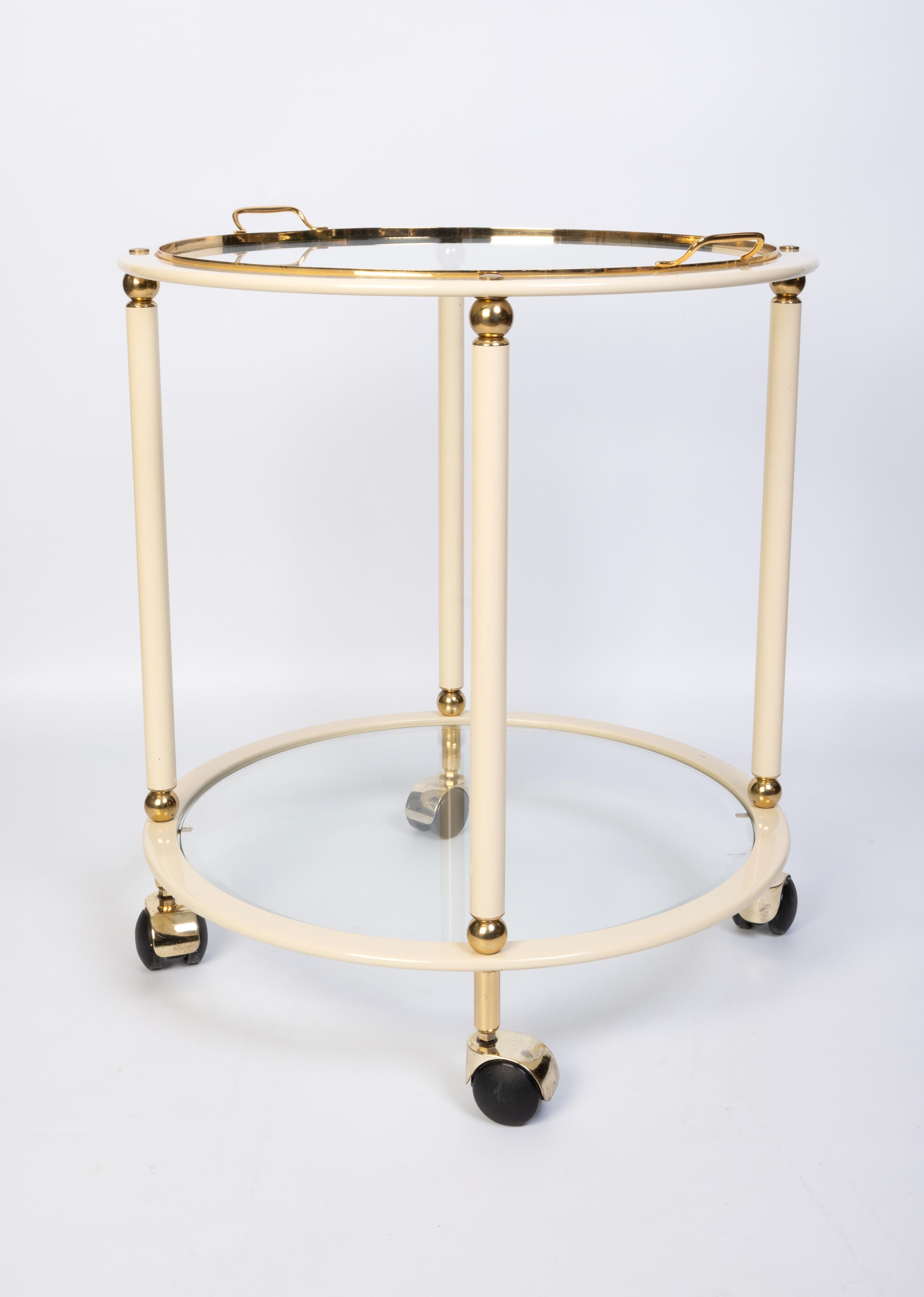 Metal 1970s Italian Circular Bar Cart Drinks Trolley For Sale