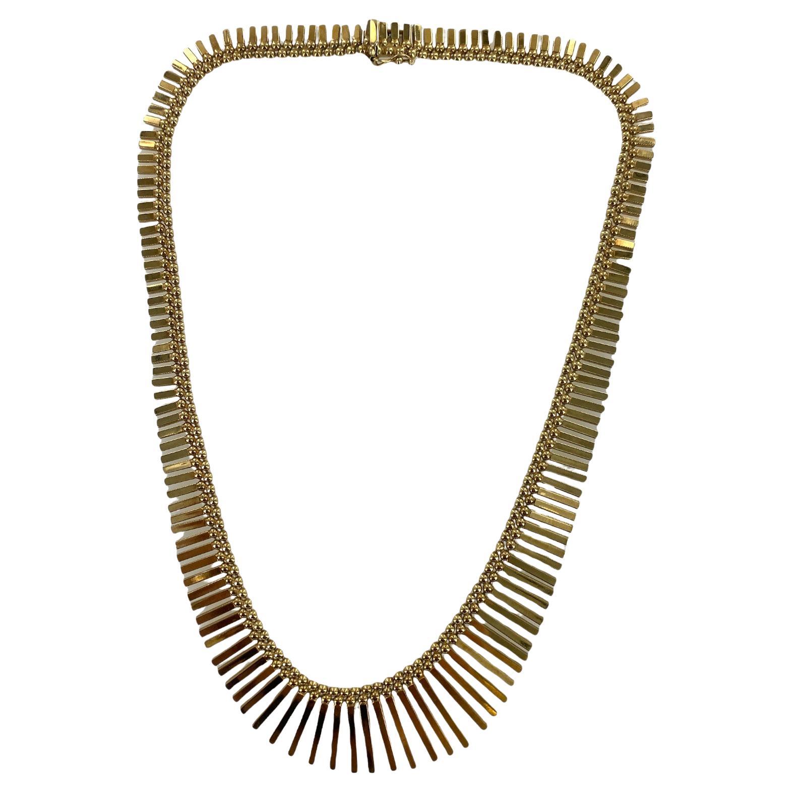 1970's Italian Cleopatra Yellow Gold Vintage Drop Choker Necklace