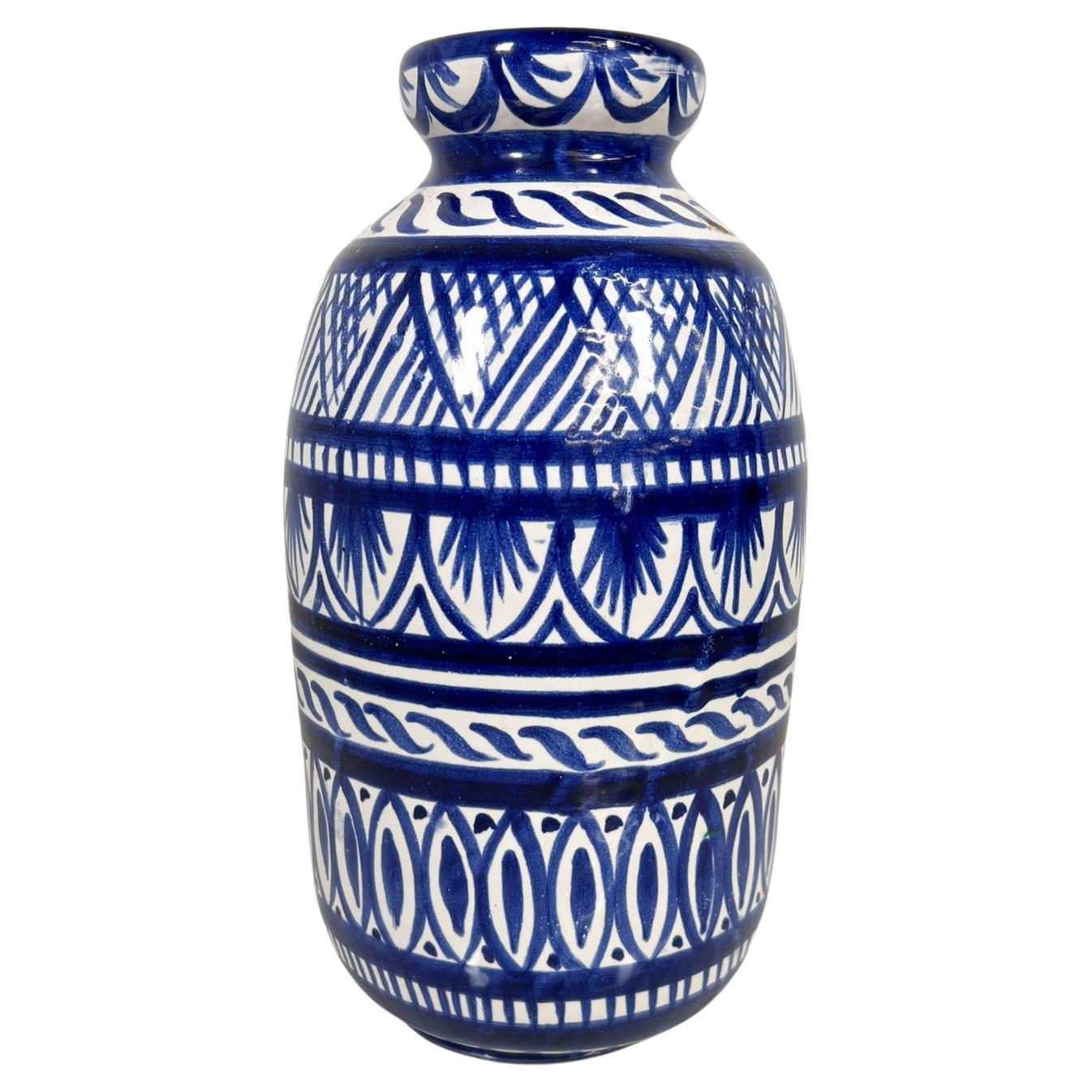 1970er Vietri Art Campagna Blau Keramik Vase Handcrafted Italien