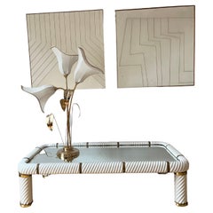 1970s Italian coffee / cocktail table by Tommaso Barbi in porcelain and brass