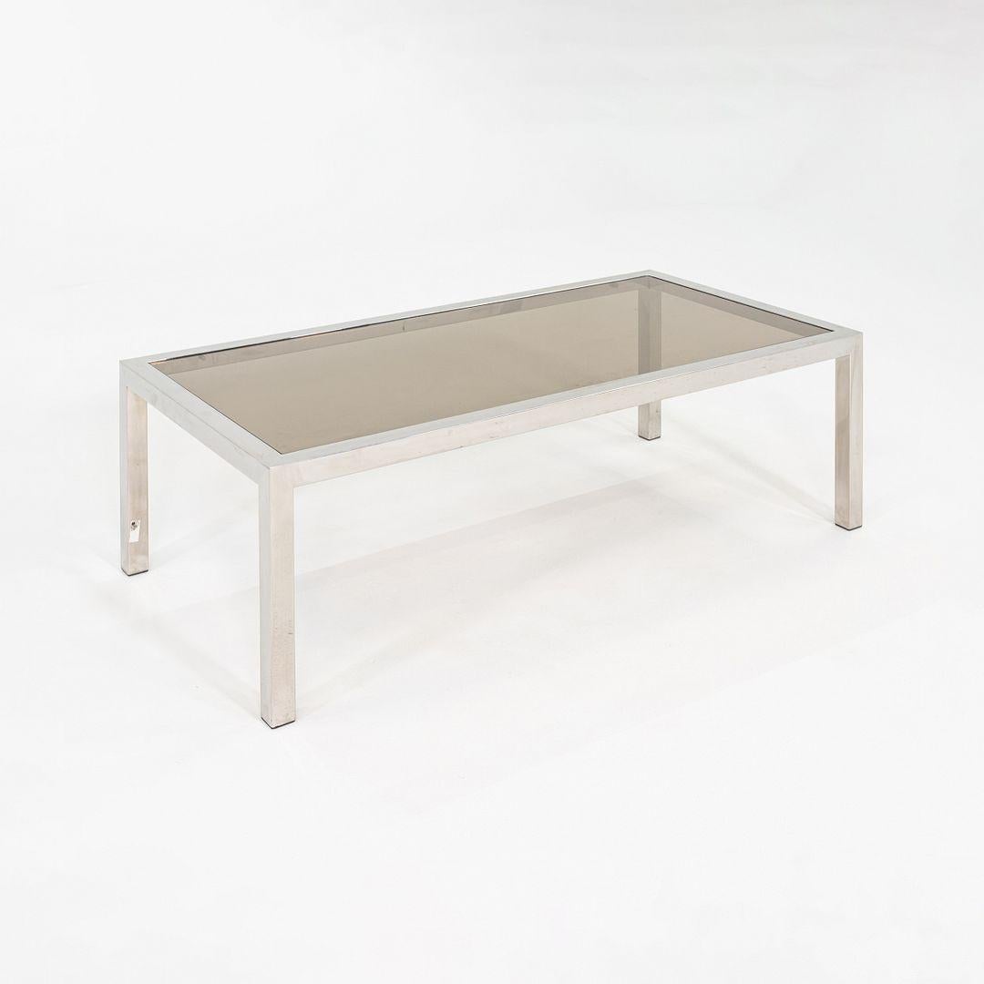 1970s Italian Coffee Table in Chromed Steel 
Smoked Glass attr. to Nanda Vigo