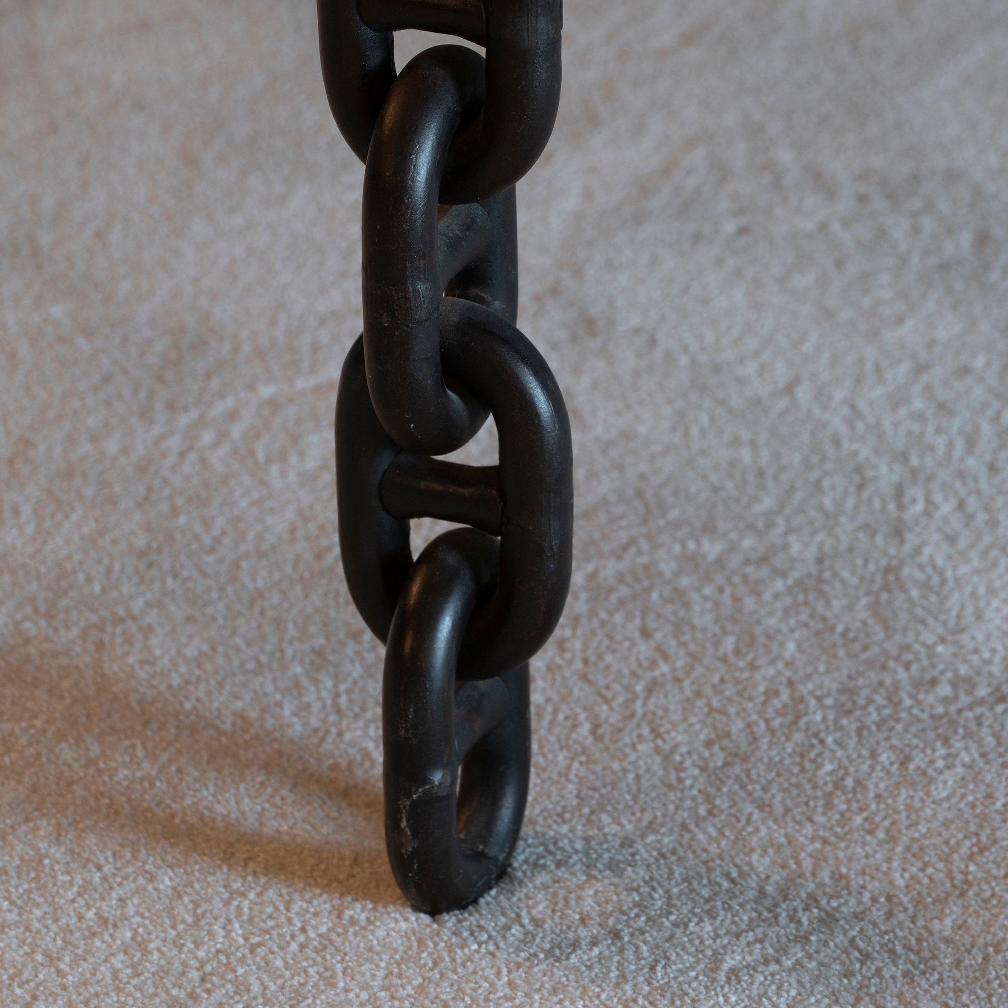 1970s Italian Coffee Table Made of Nautical Iron Chain and Smoked Glass Top 4