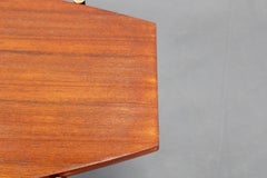 1970s Italian Coffee Table with Teak Veneer, Metal & Brass Base