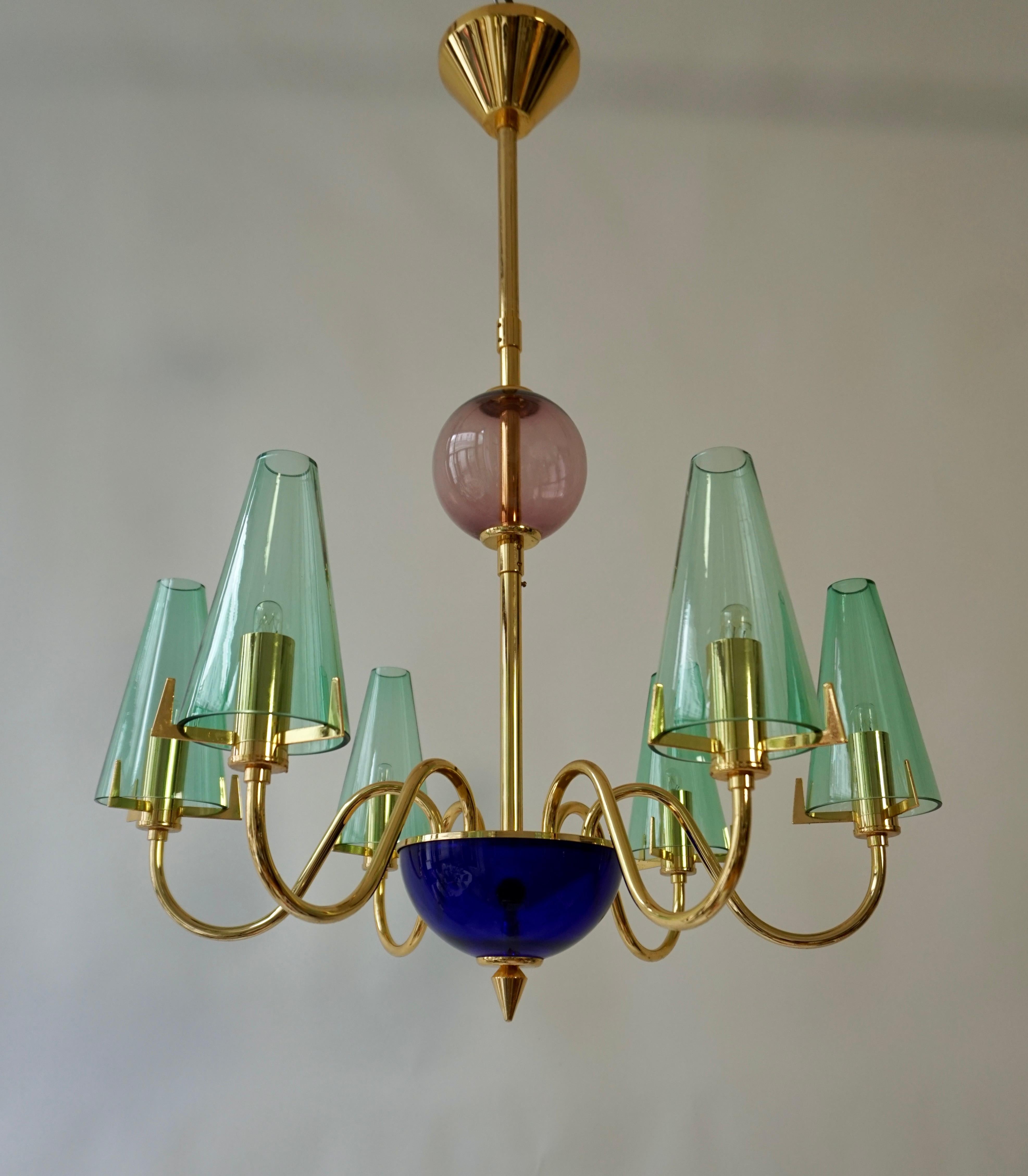 1970s Italian Colored Murano Glass Chandelier by F Fabbien In Good Condition For Sale In Antwerp, BE