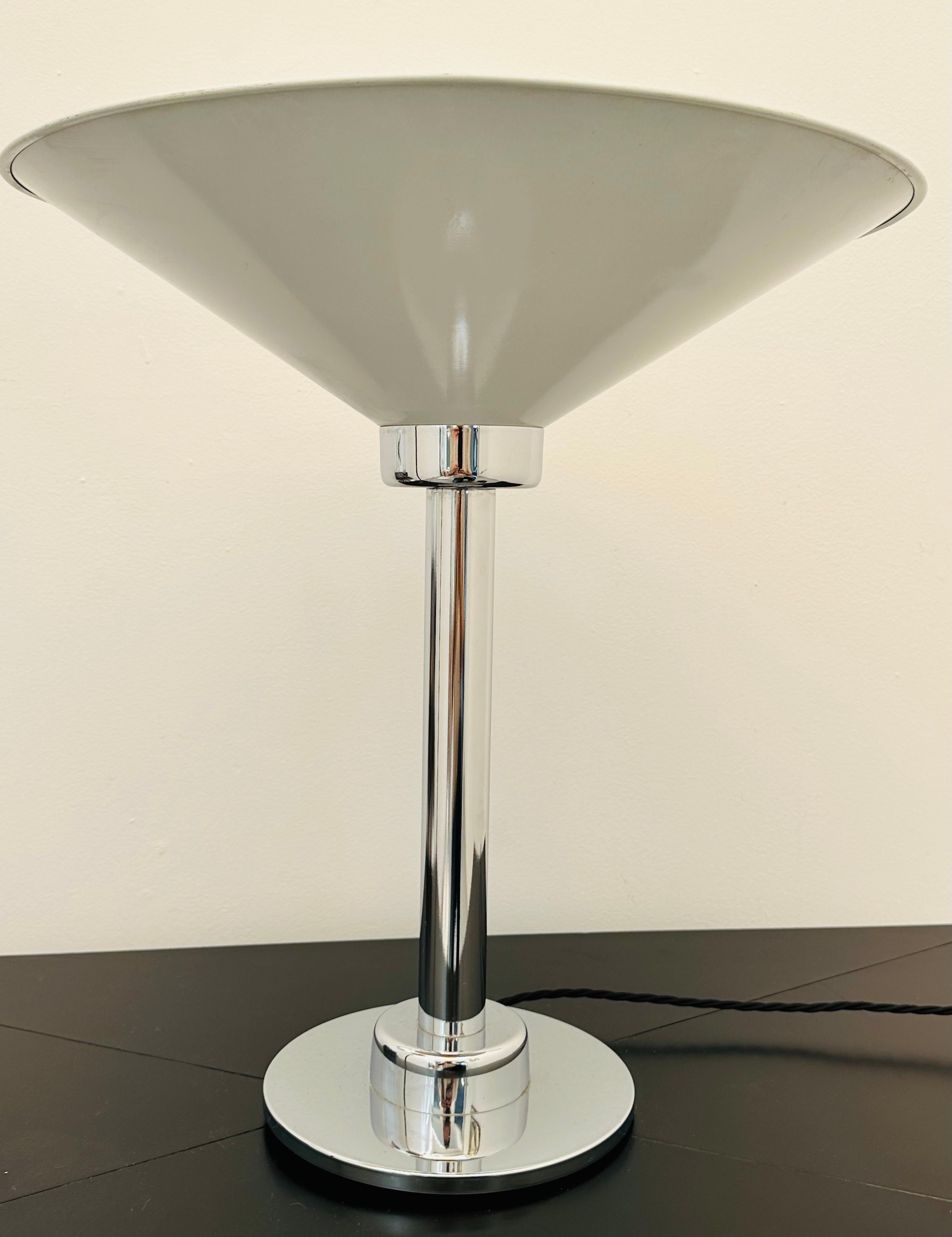 1970s Italian Conical Enamelled White Metal & Chrome Uplighter Table Lamp For Sale 8