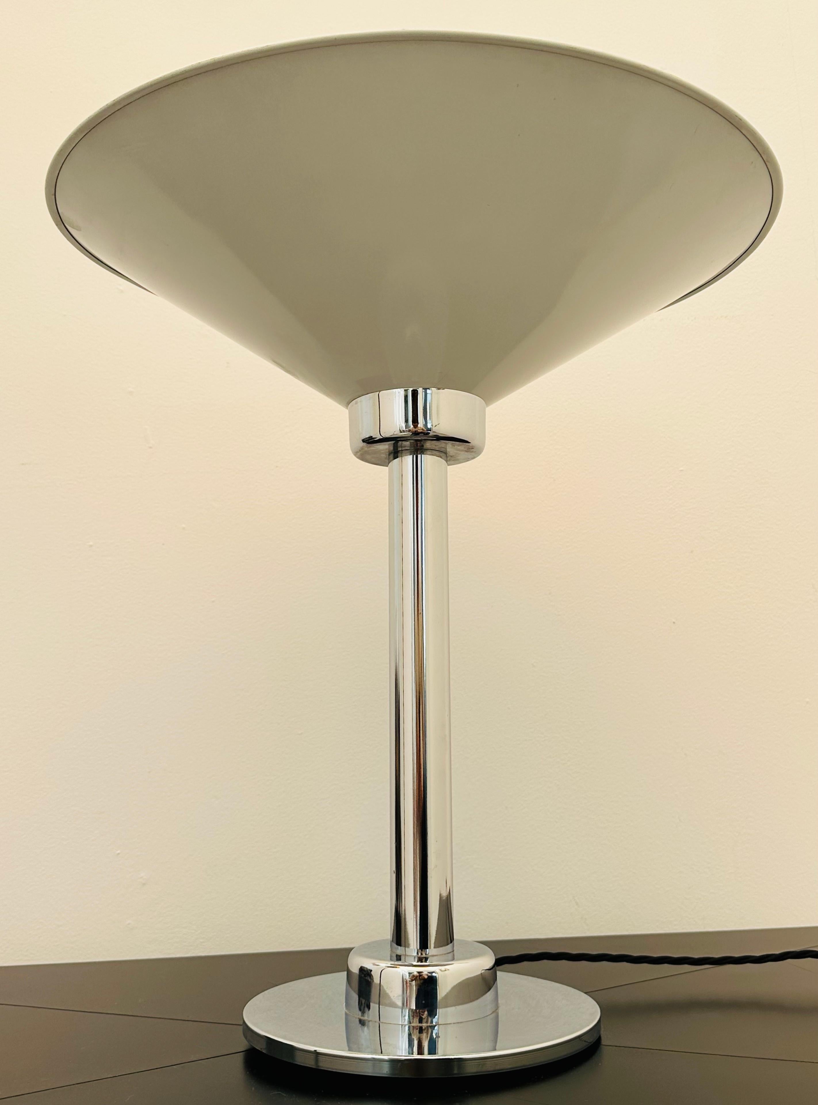 1970s Italian Conical Enamelled White Metal & Chrome Uplighter Table Lamp For Sale 9