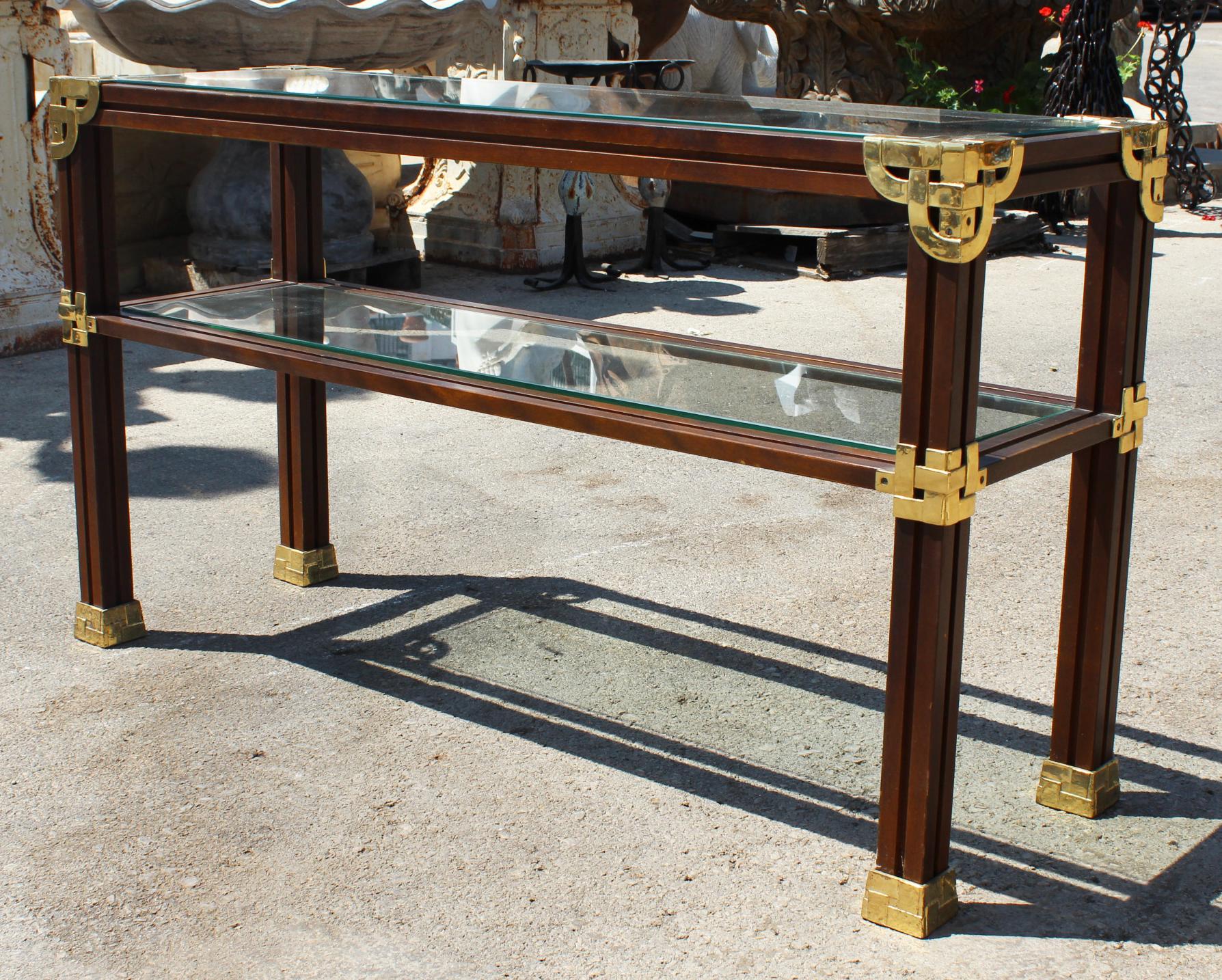 1970s Italian Console Tables with Brass Fittings In Good Condition In Marbella, ES