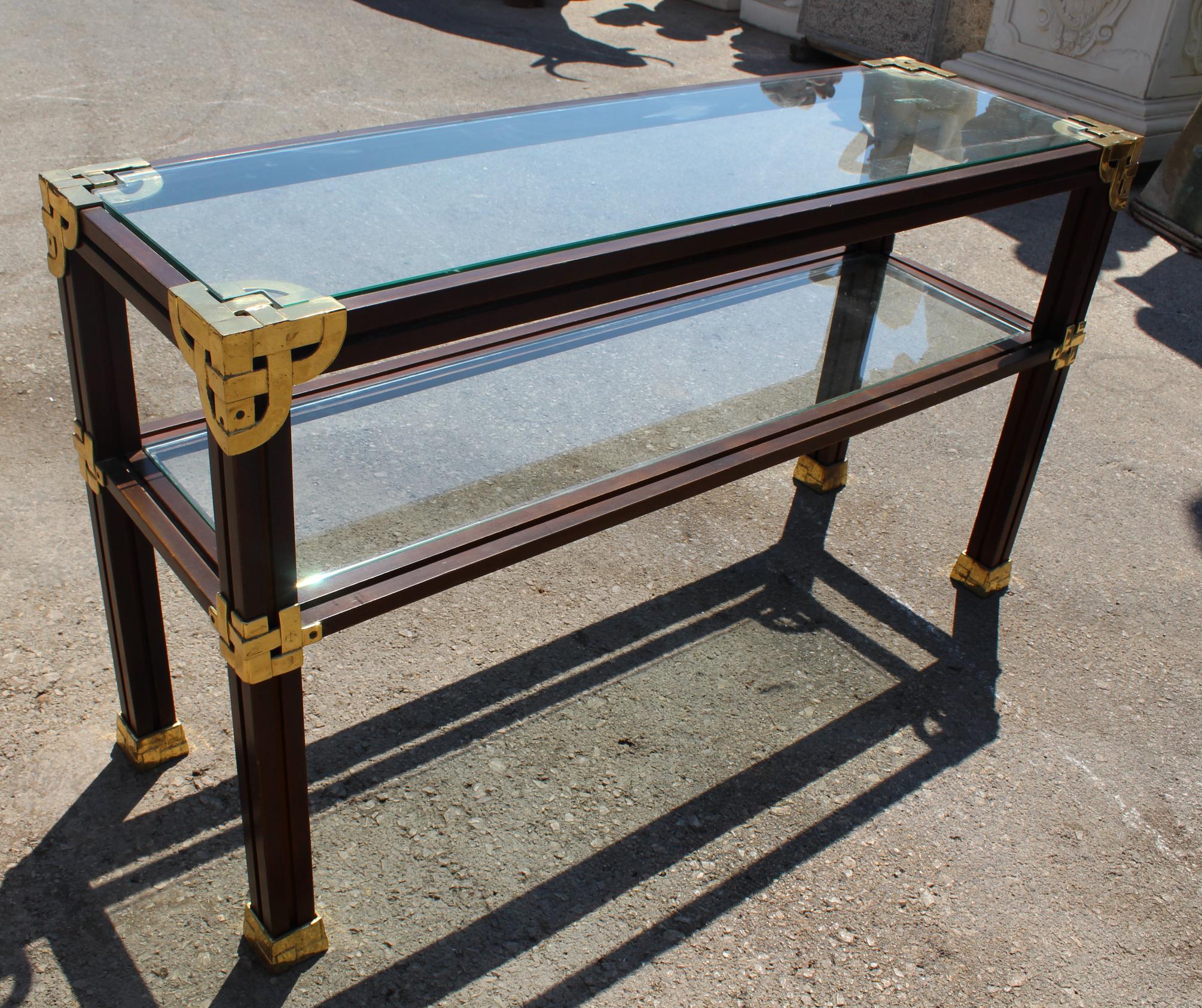 1970s Italian Console Tables with Brass Fittings 1