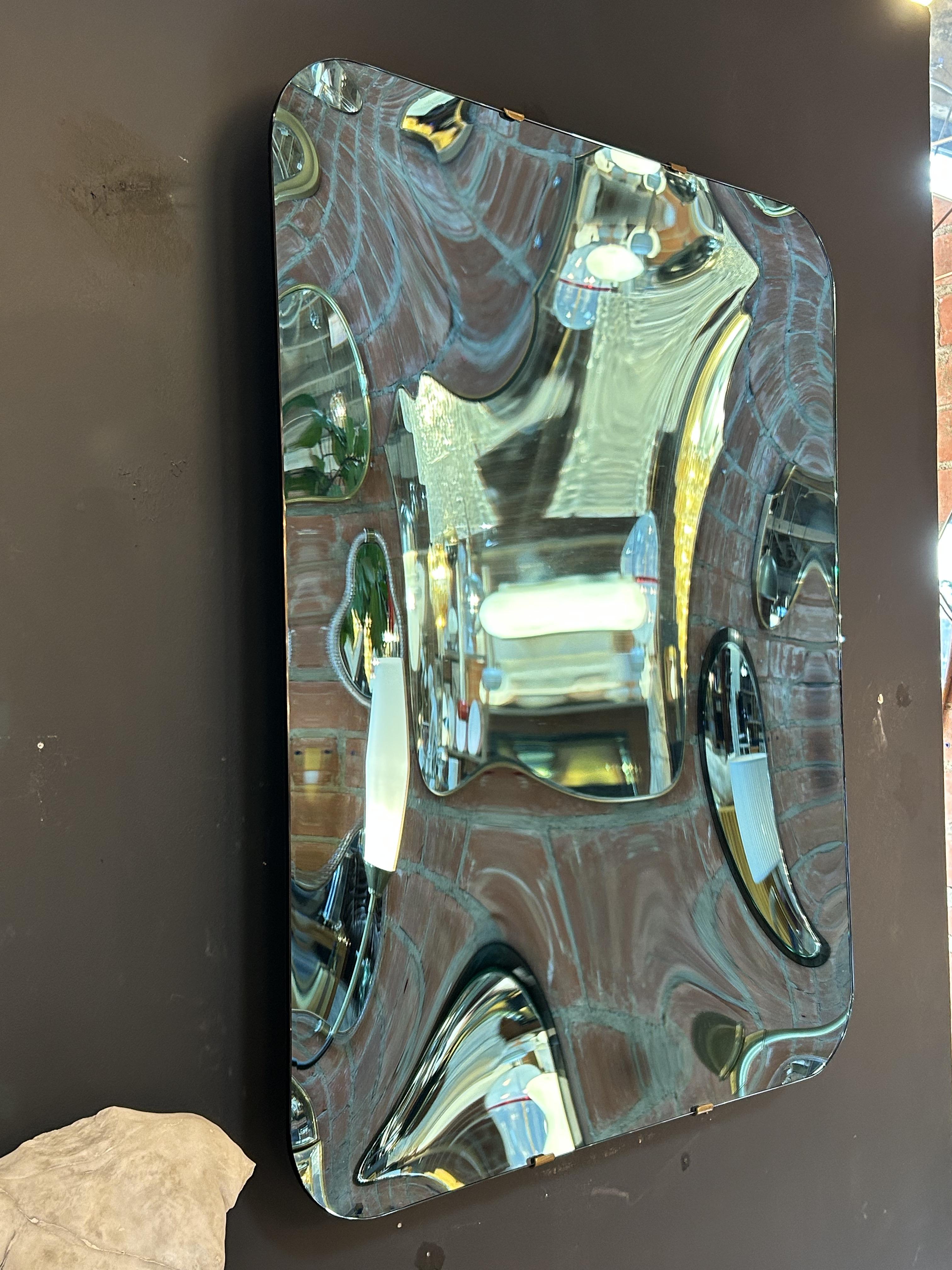 Modern 1970s Italian Convex Optical Mirror by Fiam For Sale