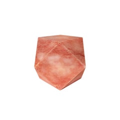 1970s Italian Coral Marble Faceted Cube Sculpture