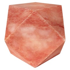 1970s Italian Coral Marble Faceted Cube Sculpture