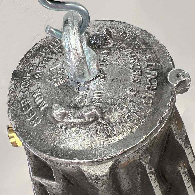 Industrial 1970's Italian Cortem Explosion Proof Cast Aluminum Ceiling Pendant Light For Sale