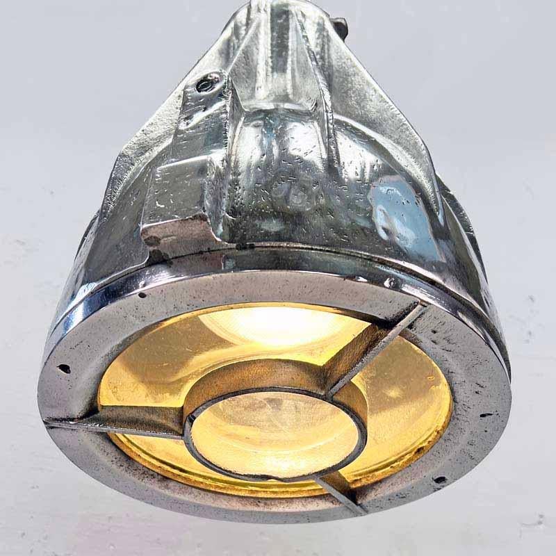 European 1970's Italian Cortem Explosion Proof Cast Aluminum Ceiling Pendant Light For Sale