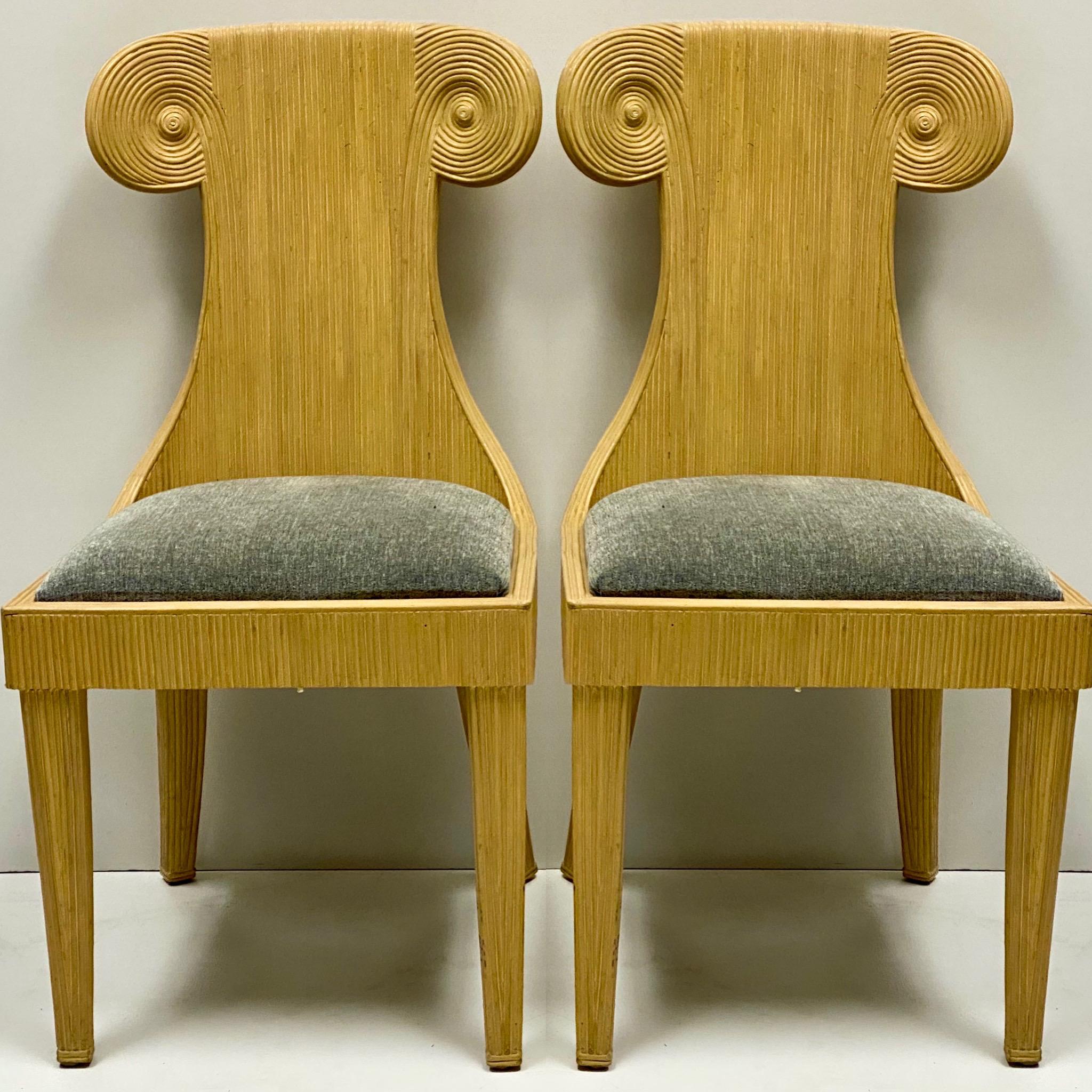 1970s Italian Pencil Bamboo Chairs with Klismos Form, Set of Four In Distressed Condition In Kennesaw, GA