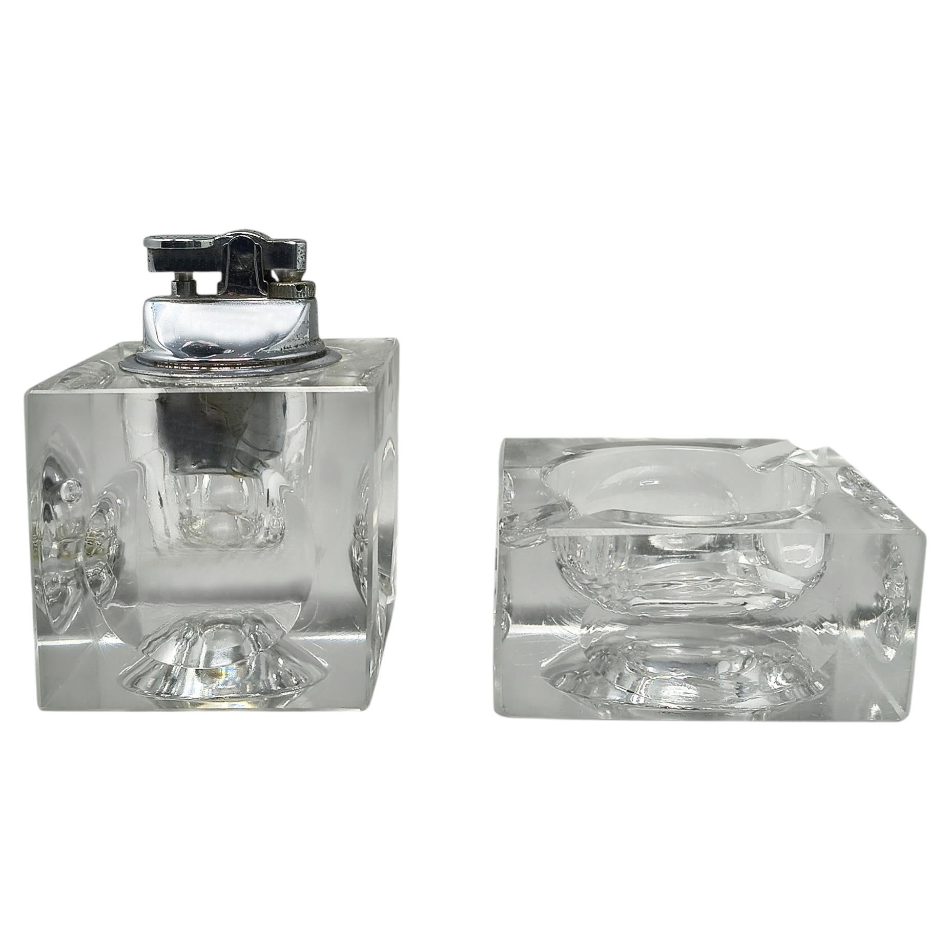1970s Italian Crystal Glass Smoking Set by Antonio Imperatore.