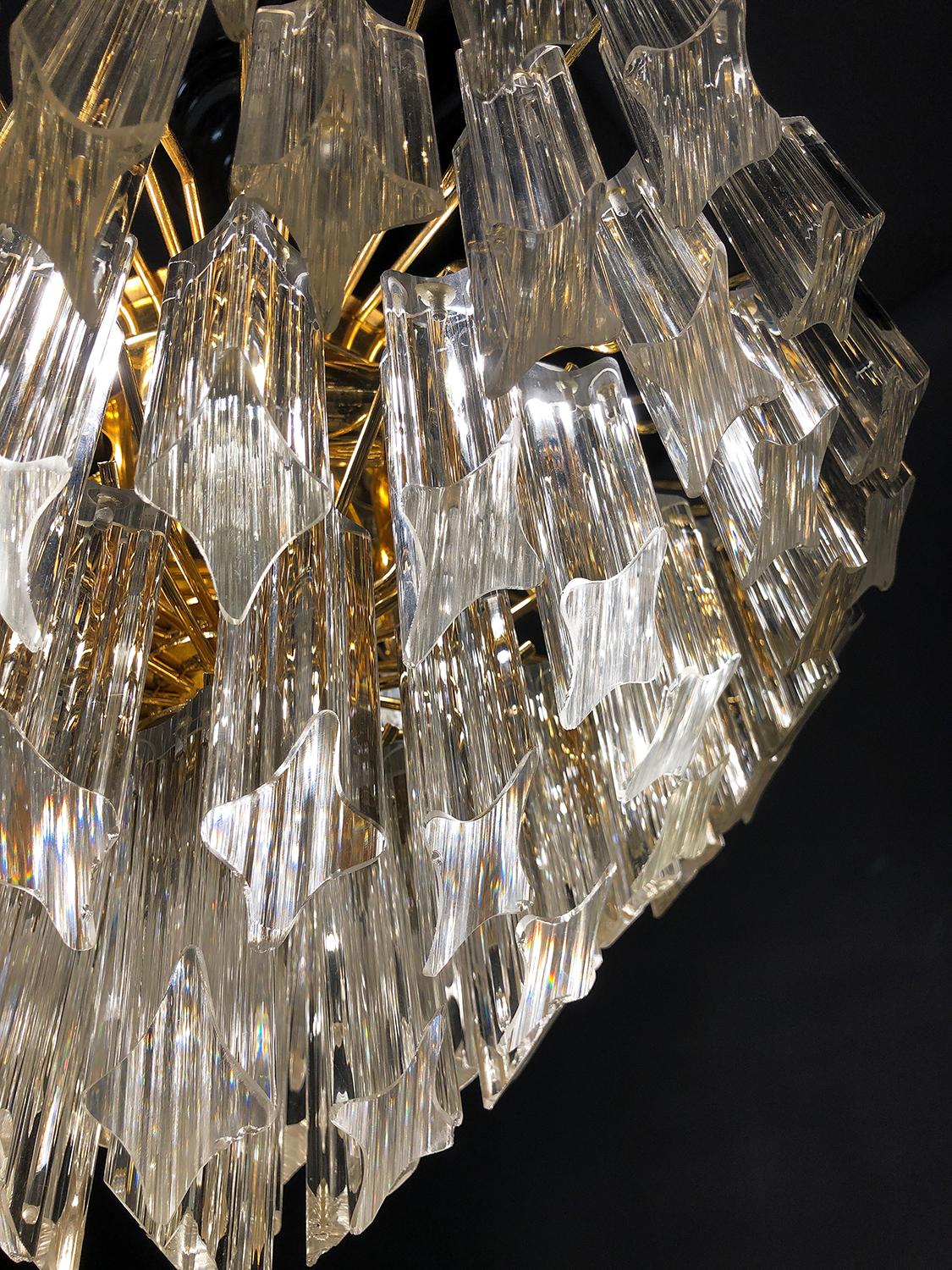 1970s Italian Crystal Quadriedri Prism Chandelier by Novaresi Luce Milano Venini 7