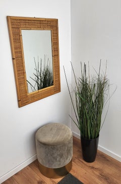 1970s Italian Dal Vera Bamboo Rattan Midcentury French Riviera Mirror