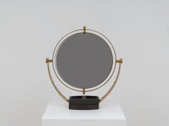 1970s Italian Design Brass Swiveling Table Mirror
