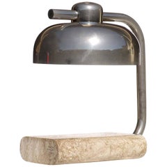 1970er Jahre Italienisches Design von Paolo Salvi Travertin-Marmor-Tischlampe