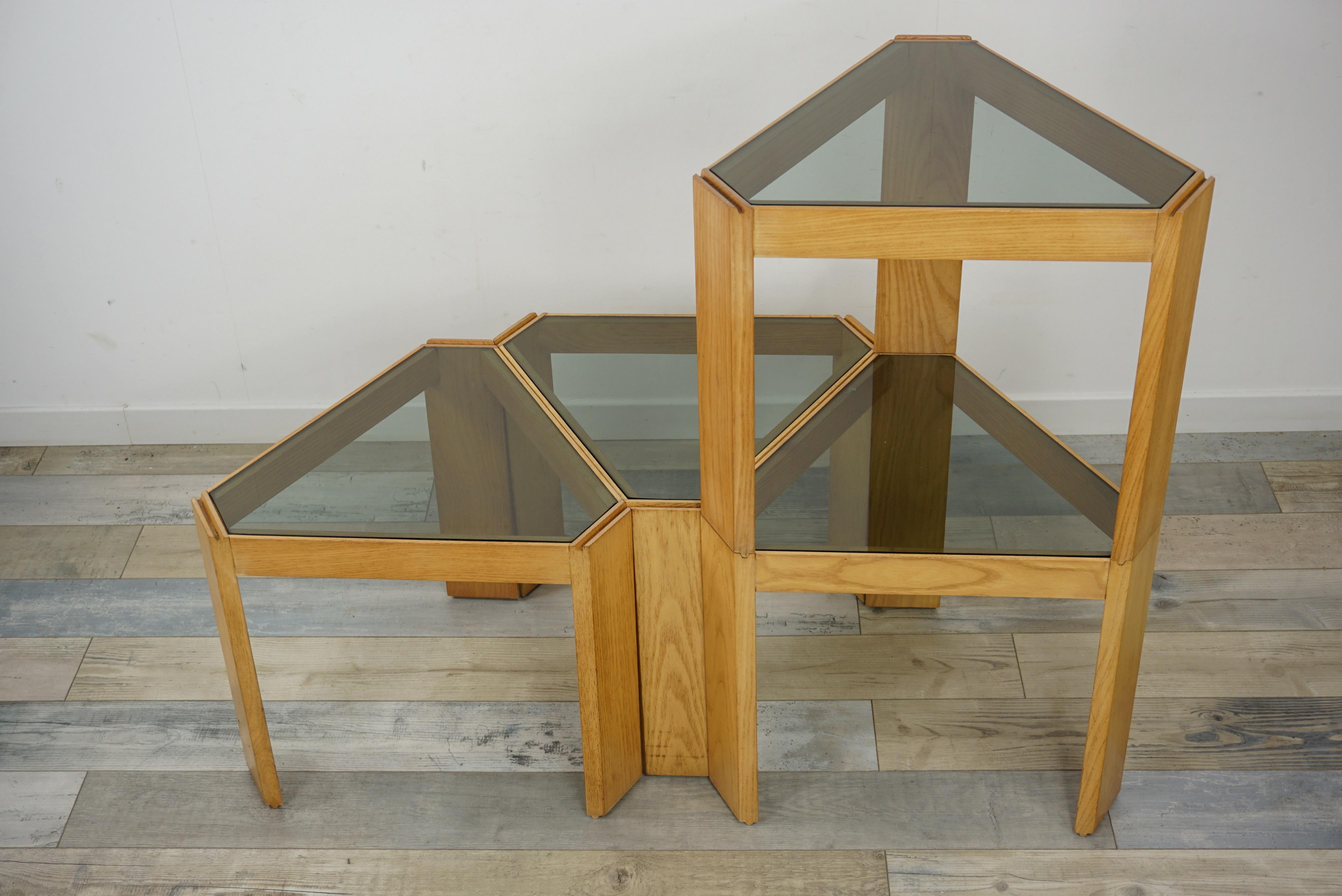 Mid-Century Modern 1970s Italian Design Set of 4 Modular Tables from Porada Arredi