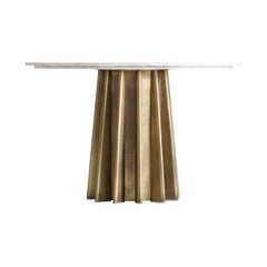 1970s Italian Design Style Round Marble and Metal Pedestal Table