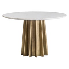 1970s Italian Design Style Round Marble and Metal Pedestal Table