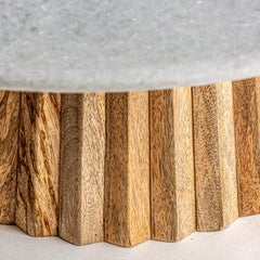 1970s Italian Design Style Round Marble and Wooden Coffee Table