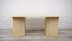 1970s Italian Design Travertine Oval Coffee Table