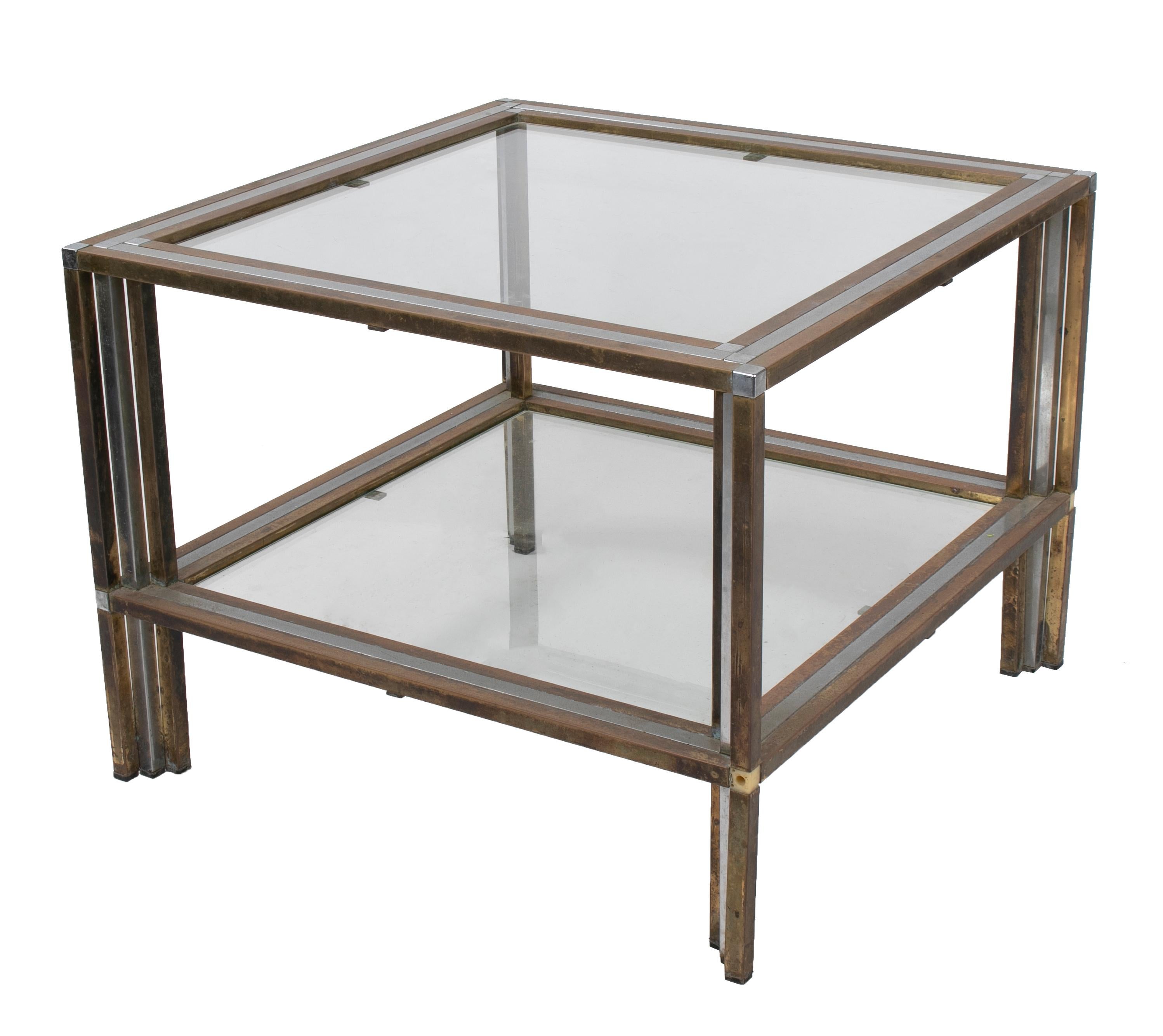 1970s Italian Designer Brass and Steel Table In Good Condition In Marbella, ES