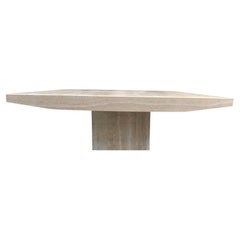 1970s Italian Designer Large Travertine Marble Modern Coffee Table