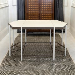 1970's Italian Desk Bronze Finish Metal and Ivory Boar Leather