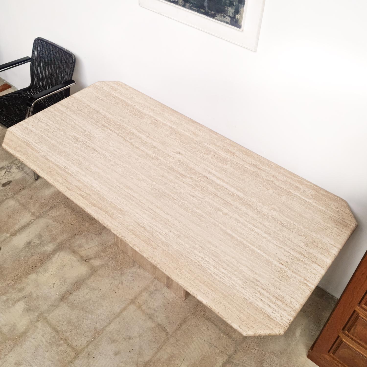 Travertine 1970s Italian Dining Table in Natural Stone For Sale