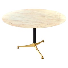 1970's Italian Dining Table in Rosé Marble and Brass - Italy, circa 1970
