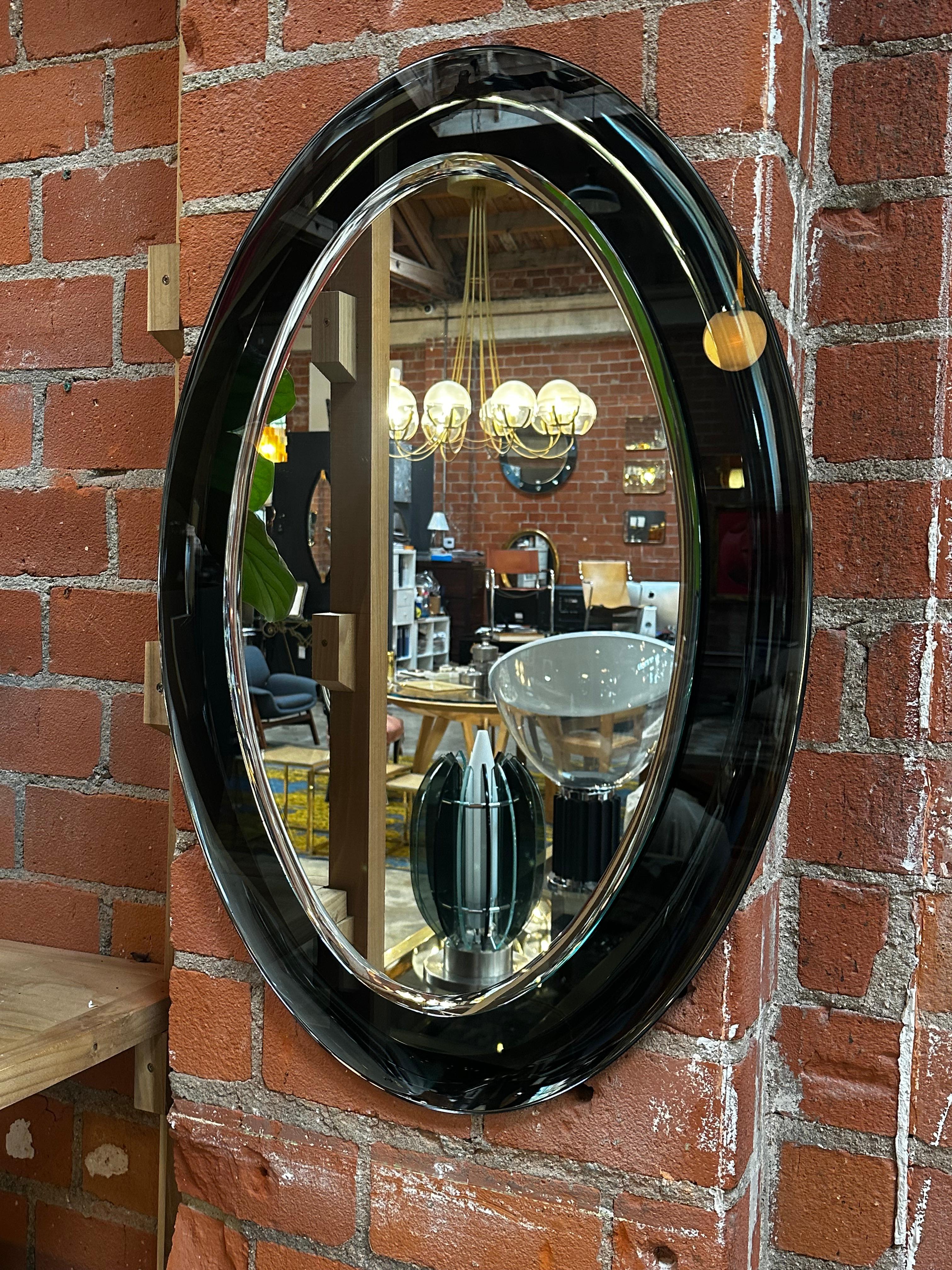 1970s Italian Double Glass Wall Mirror In Good Condition For Sale In Los Angeles, CA