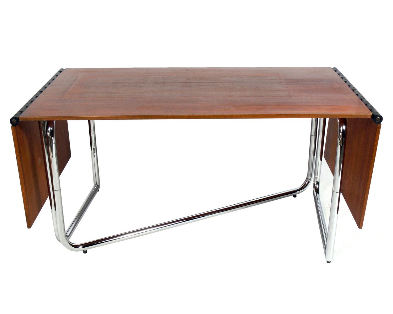 Late 20th Century 1970s Italian Drop Leaf Dining Table or Desk