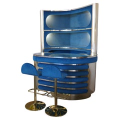 1970s Italian Dry Bar Set with Two Stools Attributed to Willy Rizzo