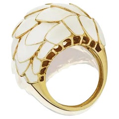 1970s Italian Enamel 18 k yellow Gold Bombe Dome Ring