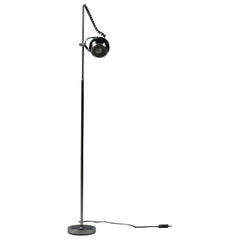 1970s Italian Floor Lamp: Chrome Steel with Adjustable Spherical Diffuser