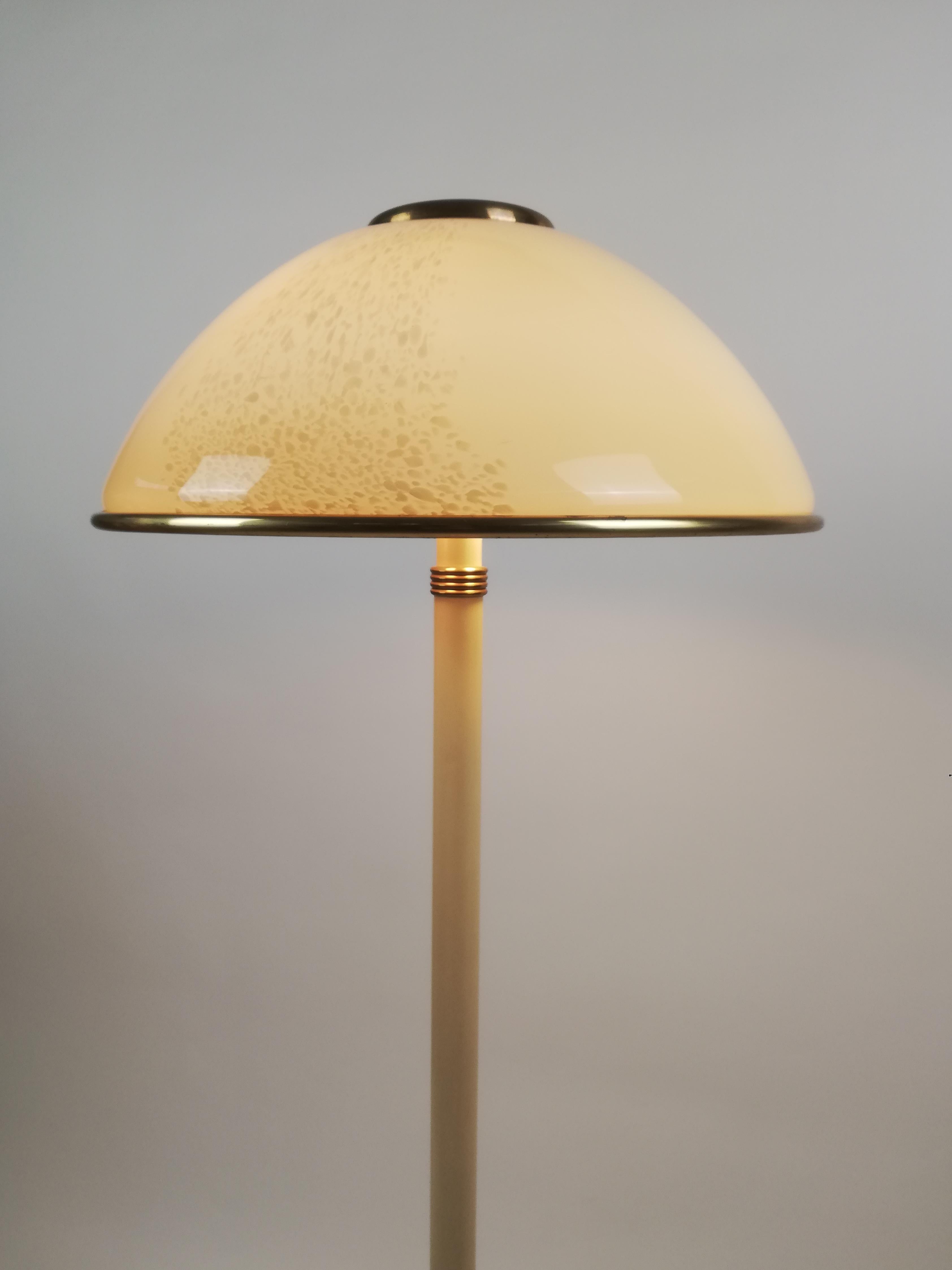 Metal 1970s Italian Floor Lamp in Brass and Artistic Murano Glass by F. Fabbian For Sale