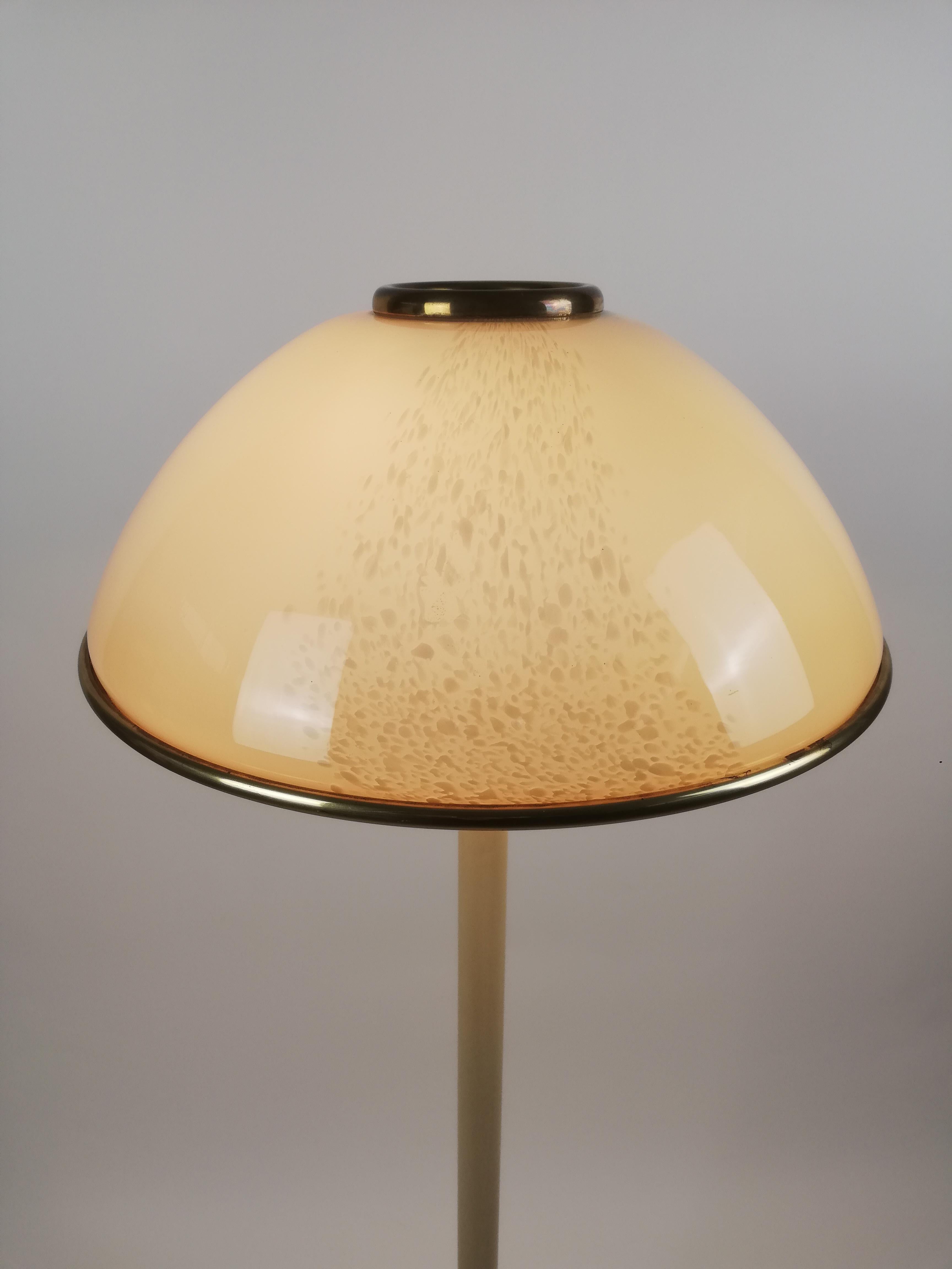 1970s Italian Floor Lamp in Brass and Artistic Murano Glass by F. Fabbian For Sale 1