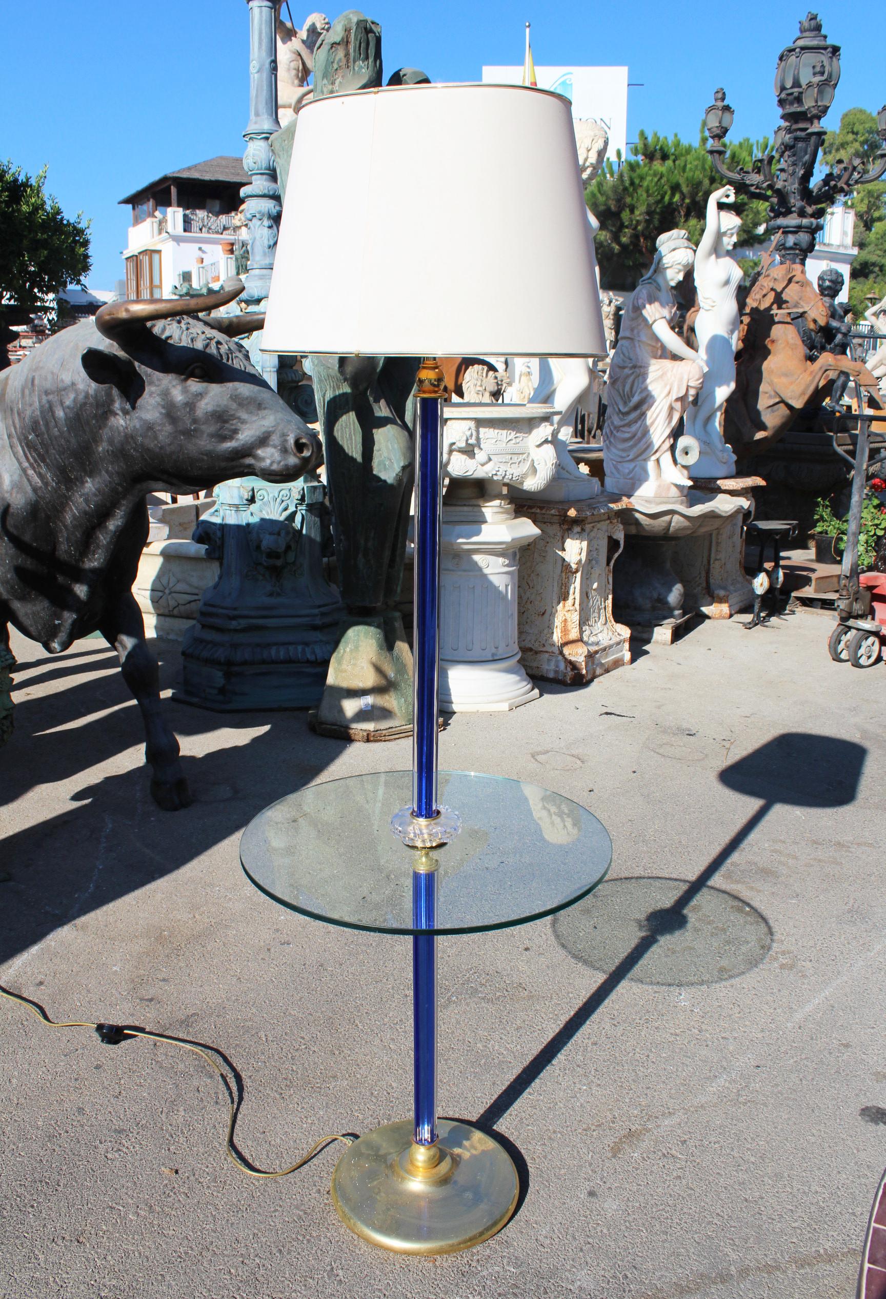 1970s Italian Floor Lamp with Brass and Venetian Murano Glass Fittings In Good Condition In Marbella, ES