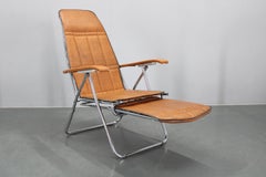 1970s Italian Folding Lounge Chair with Leatherette Upholster