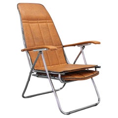 Silla de salón plegable italiana de los años 70 con tapicería de polipiel