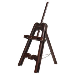 1970s Italian Folding Table Easel in Wood and Brass