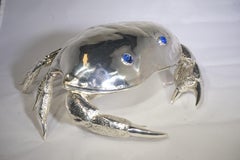 1970s Italian Franco Lapini Inspired Silver Plated Crab Caviar Server