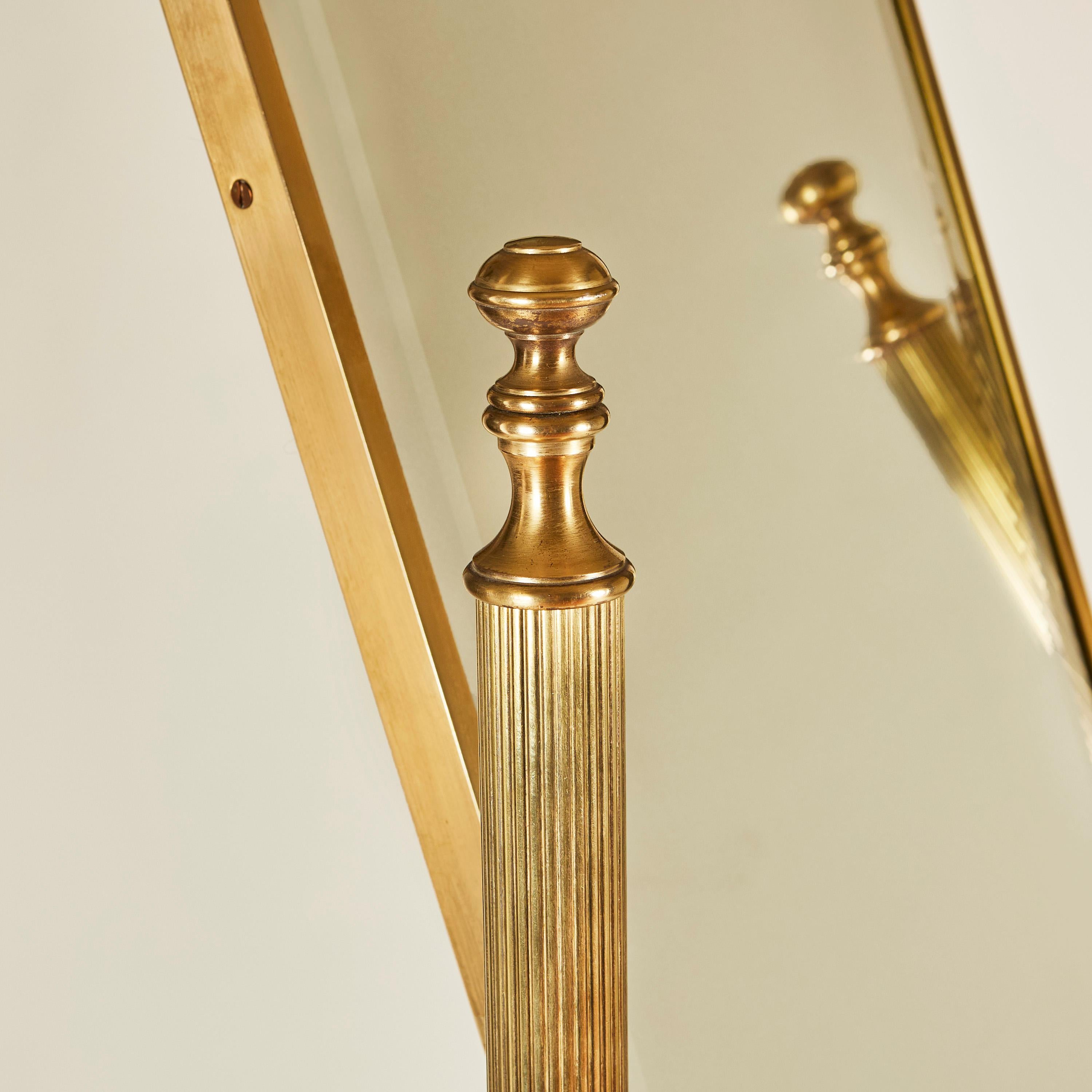 Brass 1970s Italian Freestanding Dressing Mirror