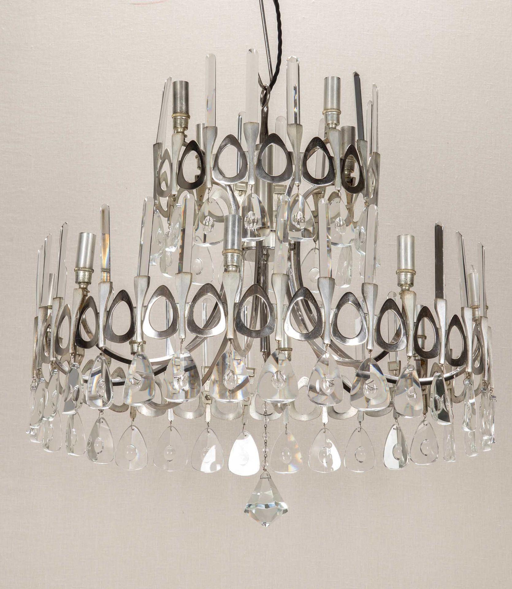 Mid-Century moderno Lampadario a dodici luci Gaetano Sciolari degli anni Settanta in vendita