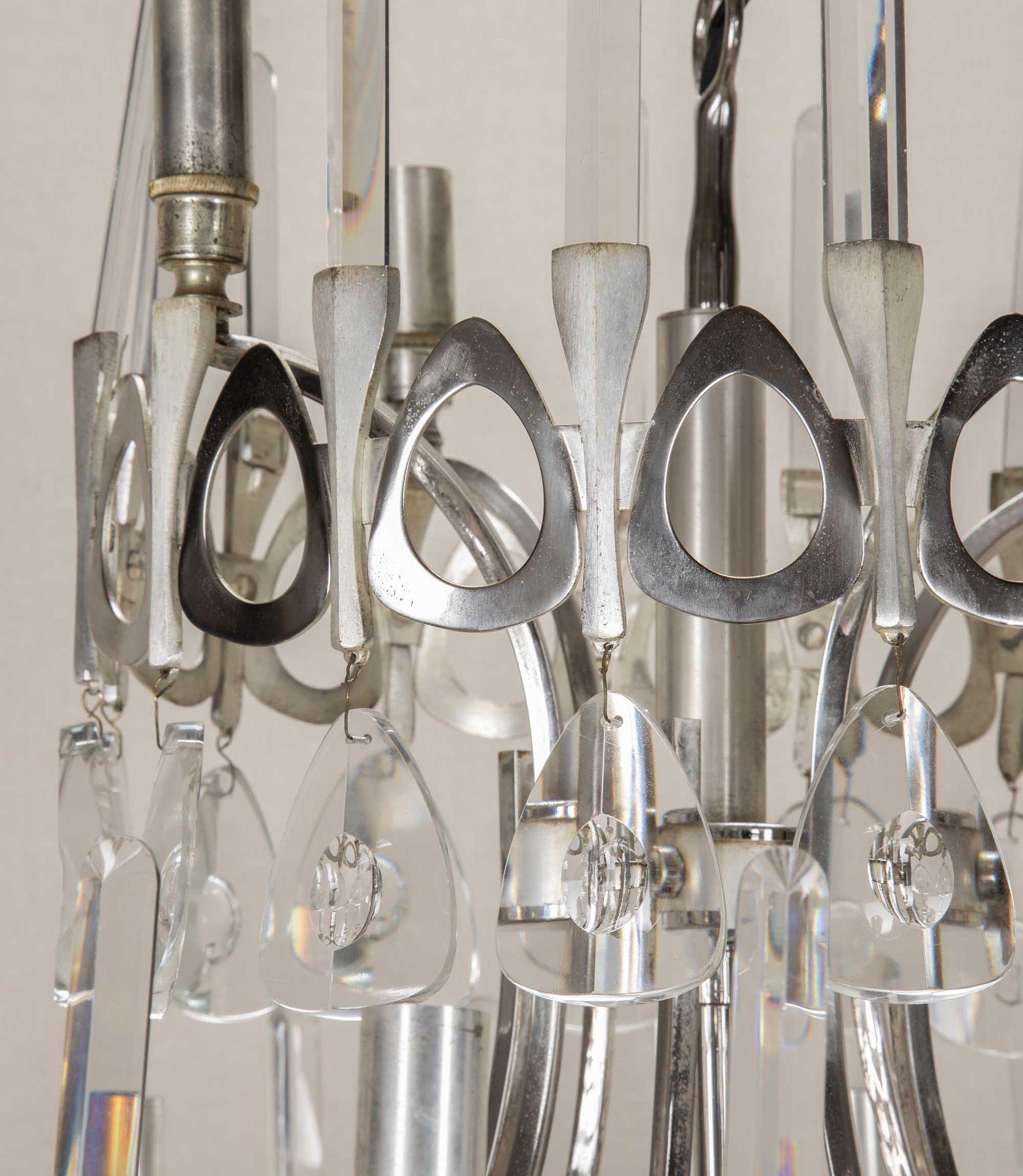 Placcato argento Lampadario a dodici luci Gaetano Sciolari degli anni Settanta in vendita