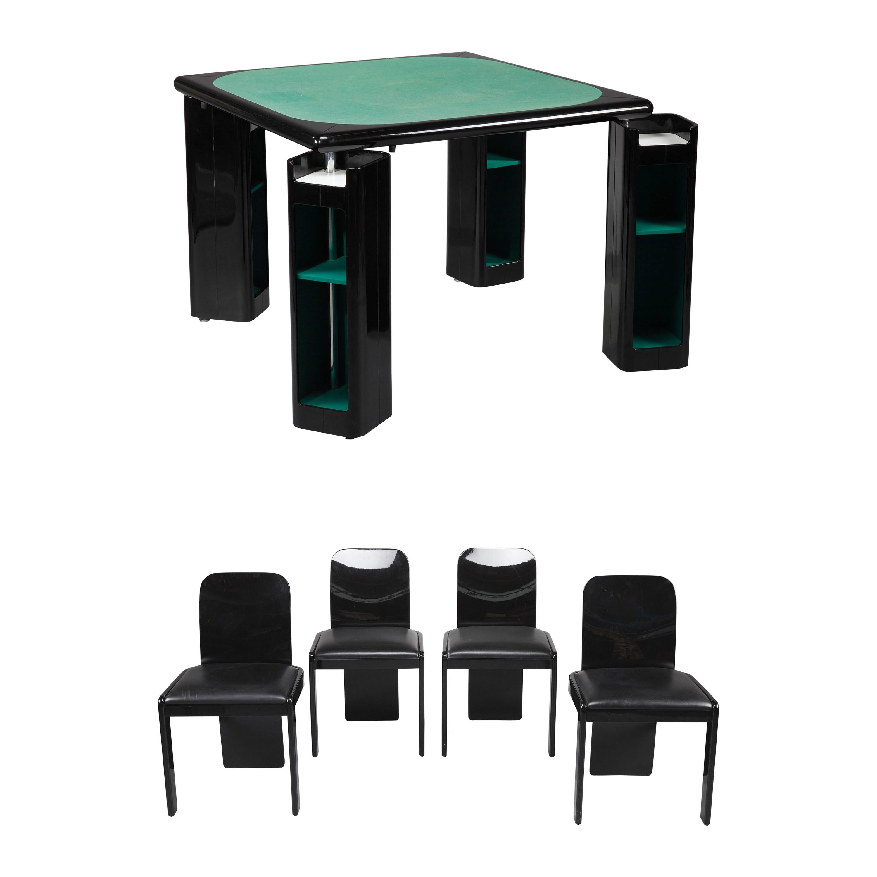1970s Italian Game Table and Chairs by Pierluigi Molinari for Pozzi