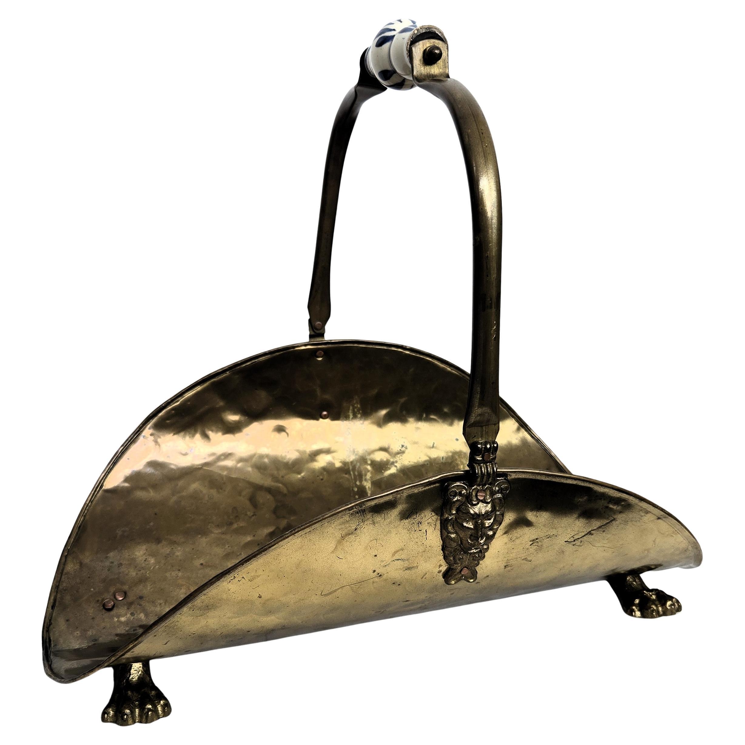 1970s Italian Gilt Brass Bronze Fireplace Wood Log Holder Rack